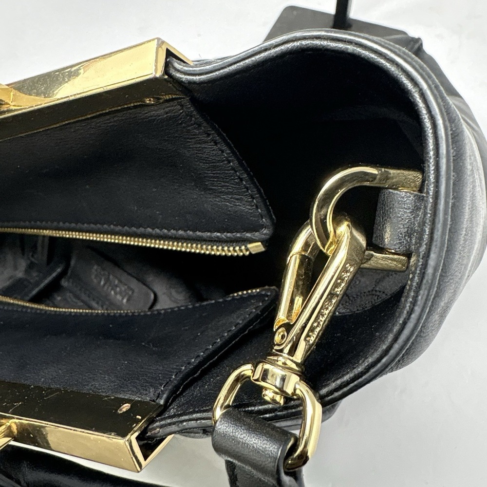 Michael Kors Black Chevron Quilted Leather Tote Satchel Gold Hardware Large - Picture 7 of 12